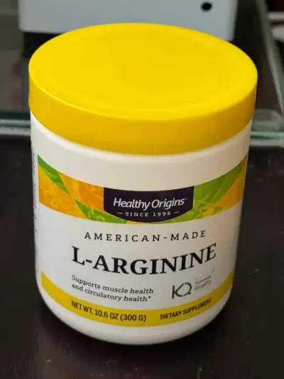 A powdered L-Arginine supplement that supplies 5 grams of the amino acid per serving.